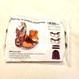 Henoty 19 Spikes Crampons Ice CleatsTraction Snow Grips for Boots/Shoes Large
